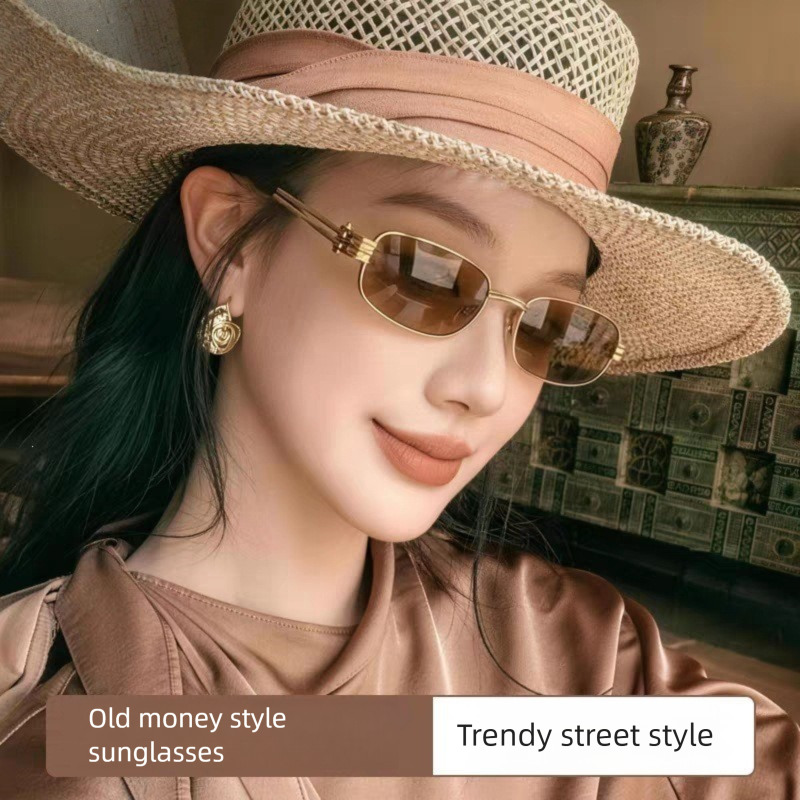 45 New Small Punk Metal 89 Men's Glasses The Same Ins Style Hollow Nose Bridge Retro And Fashionable Boxy Sunglasses