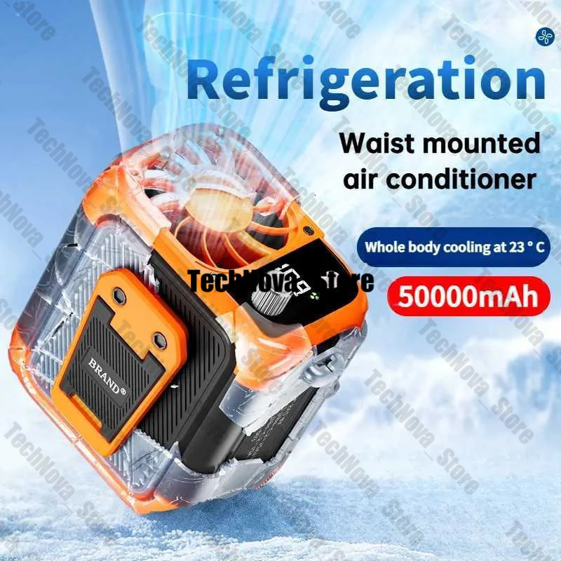 HTZ00 Mini High-Speed Waist Bladeless USB Hanging Neck Outdoor Multifunctional Mobile Power Lighting Digital Display Fan T250626