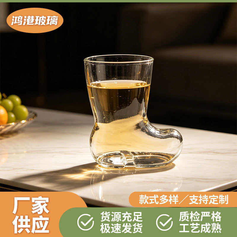 highly stylish creative bootshaped glass popular online personalized iced american latte juice and beer cup water cup