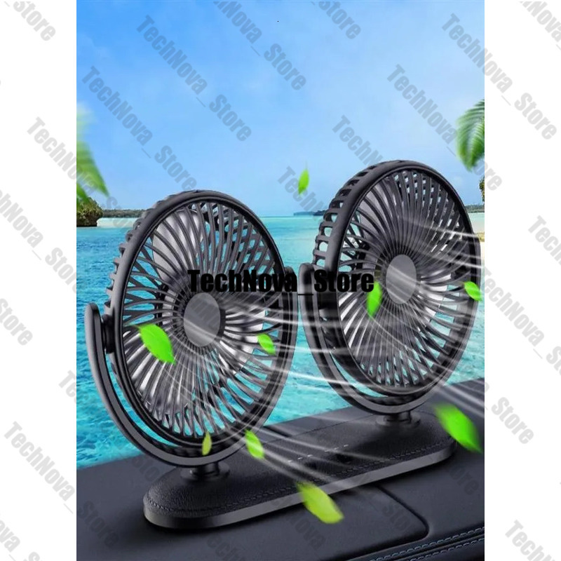Portable Mini HTZ00 Car Fan 360 Degree Allround Adjustable Auto Air Cooling Dual Head Usb Fans Quiet Small Desktop Fan2154