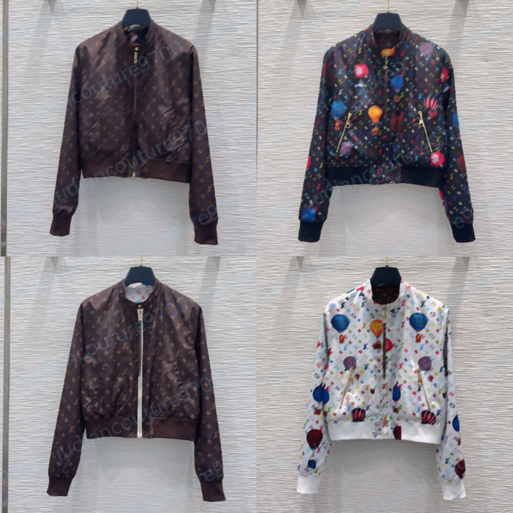 2026 New Reversible women Jacket designer Classic Full print Brand Monogram Logo Print Cropped Zip Up Coat Lightweight Outerwear Casual Streetwear j