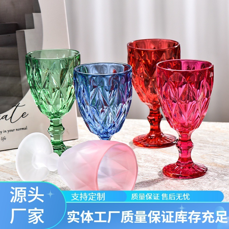 Creative Red Export Colorful Goblet Home Beer Manufacturer Wholesale Glass Wine Cup-image-1114280649