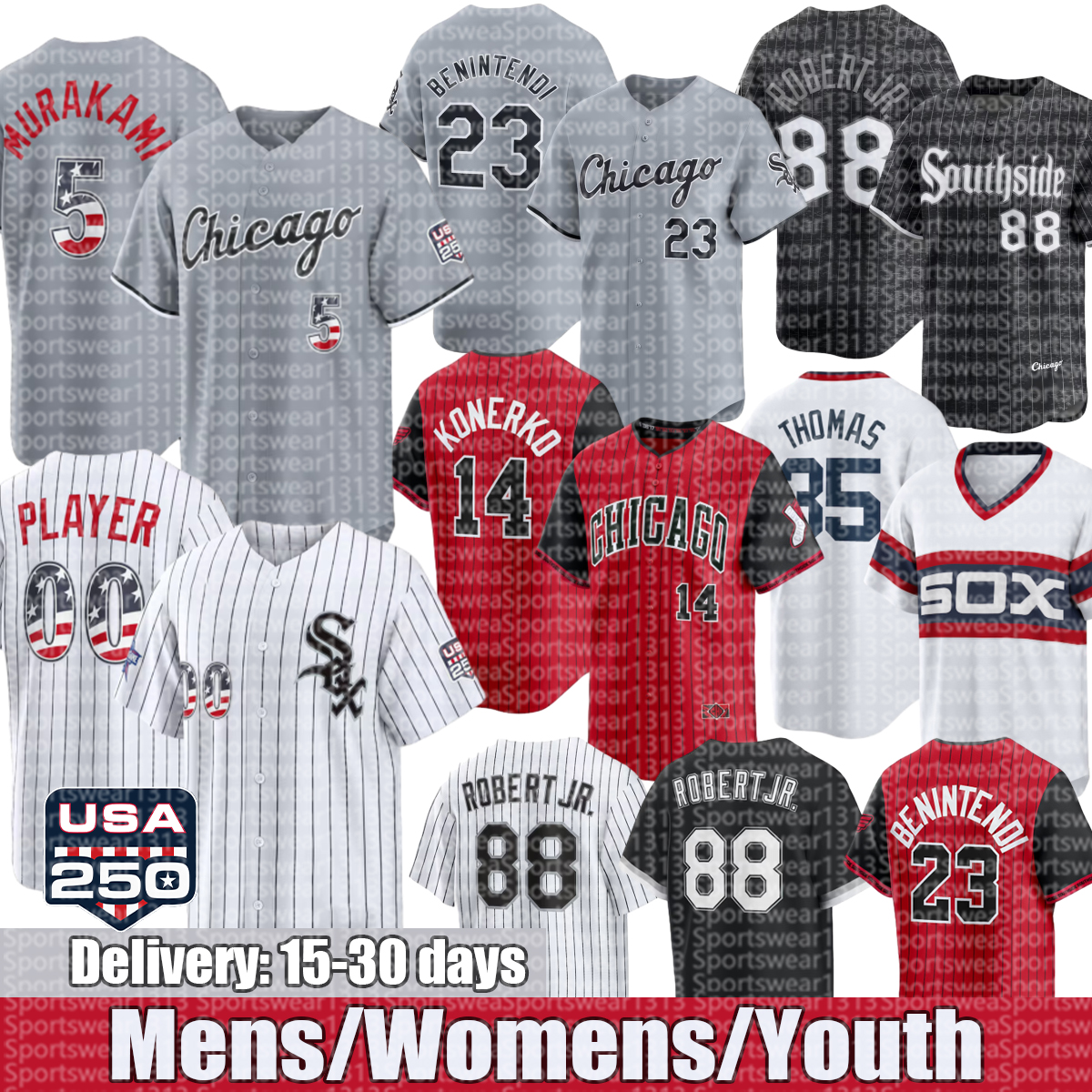 Chicagos white sox jersey usa 250 #88 Luis Robert Jr. #23 Andrew Benintendi Lenyn Sosa Michael A. Taylor #30 Julks city connect Jersey custom Bas-image-950953611