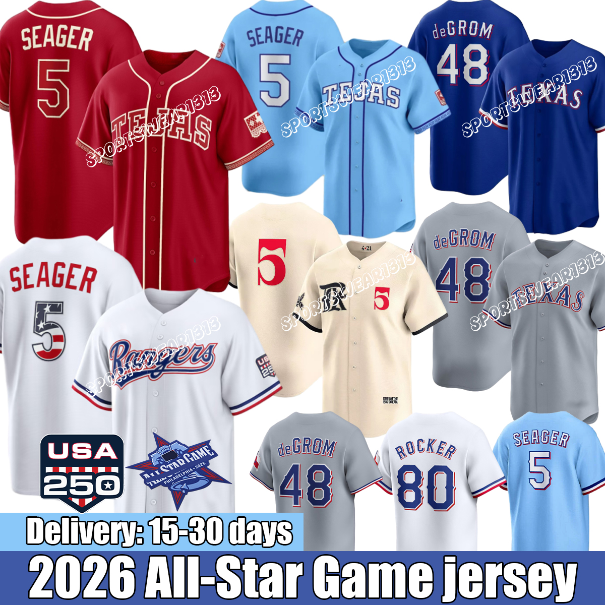 5 Corey Seager 48 Jacob deGrom Texas Ranger Jersey usa 250 Nolan Ryan Marcus Semien City Connect Josh Smith Adolis Garcia Kole 2026 city connect-image-944310703