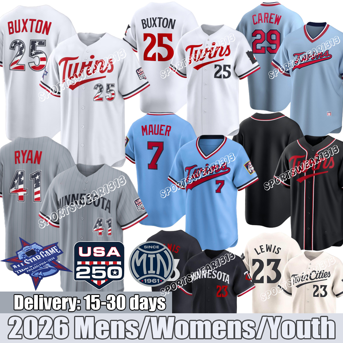 Custom Minnesotas Twins Jersey Baseball Jerseys Carlos Correa Byron Buxton Jhoan Duran Royce Lewis Matt Wallner 2026 city connect Jerseys 4XL-image-950953287