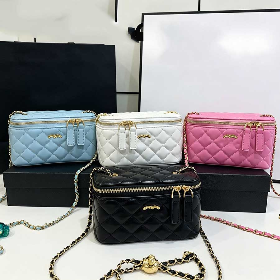 Mini boîte de maquillage matelassée sac femmes chaîne en or sac à bandoulière petit carré sac à main cosmétique 4 couleurs
