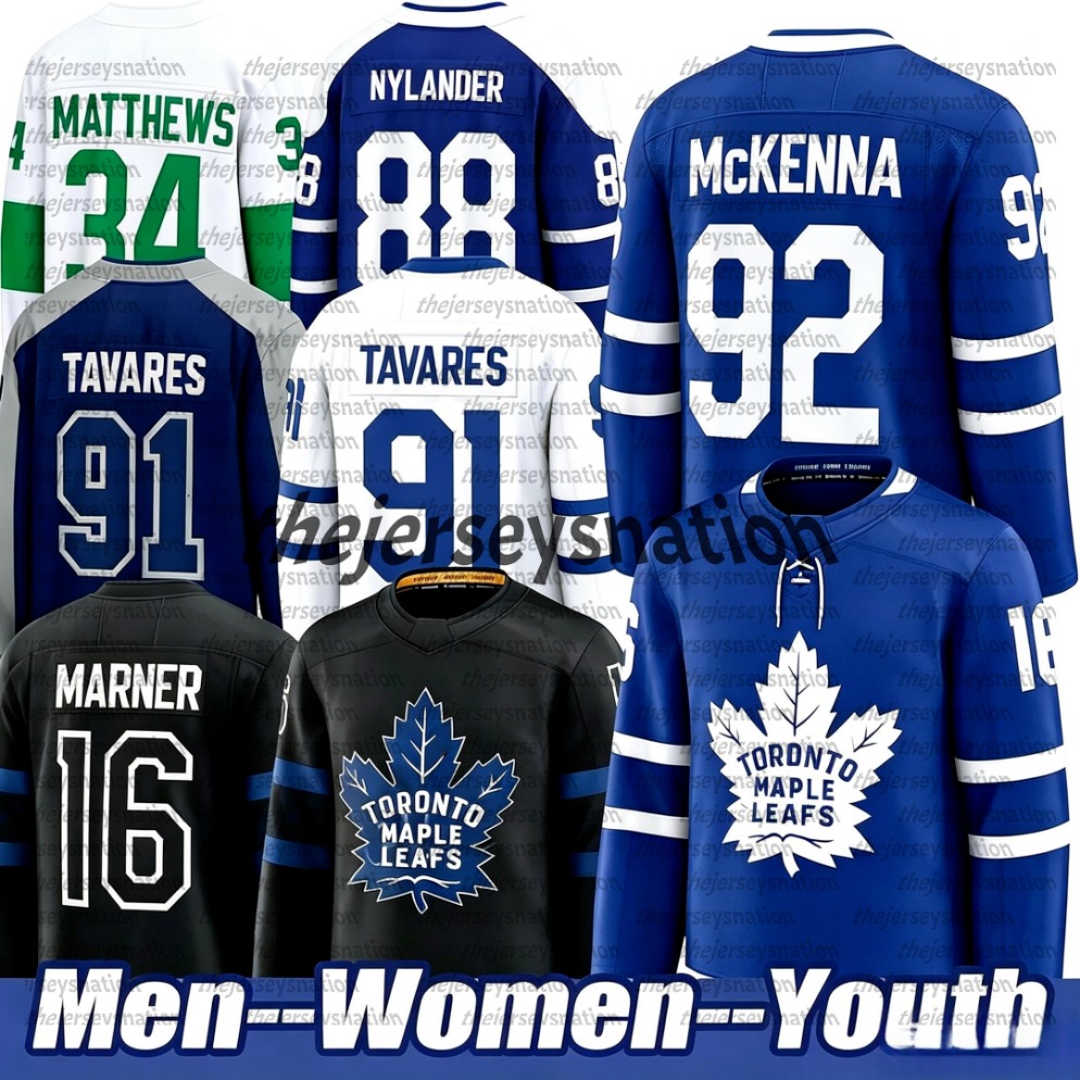 92 Gavin McKenna toronto maple leaf jersey 34 Matthews 16 Marner 91 Tavares 44 Rielly 88 Nylander 34 Auston Matthews Mitch Marner John Tavares Hocke
