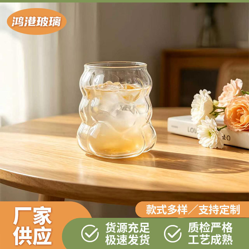 Creative 3D grape-shaped trendy high-value latte coffee cup, high borosilicate glass cup with handle-image-1114259175