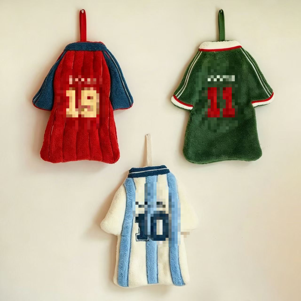 FASHION Coral fleece hand towel style of a football World Cup jersey, suitable for hanging in the bedroom or kitchen