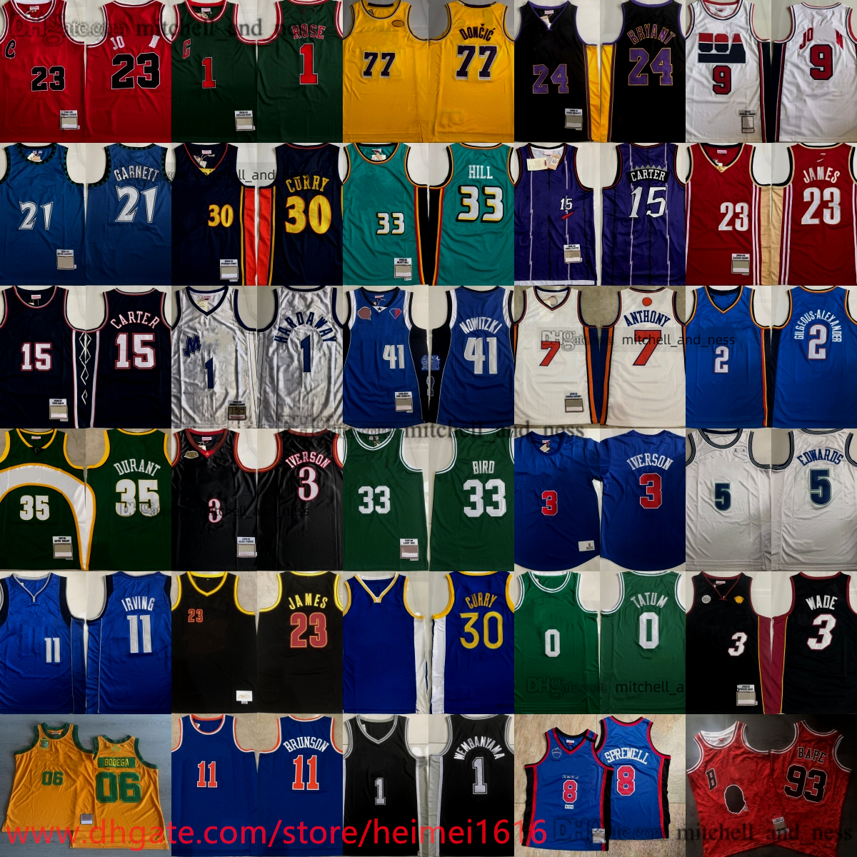 Maillot de basket-ball classique rétro LeBron brodé authentique Shady James Eminem Kidd Bibby Anthony Kukoc Tatum Butler Webb Artest McGrady Nash