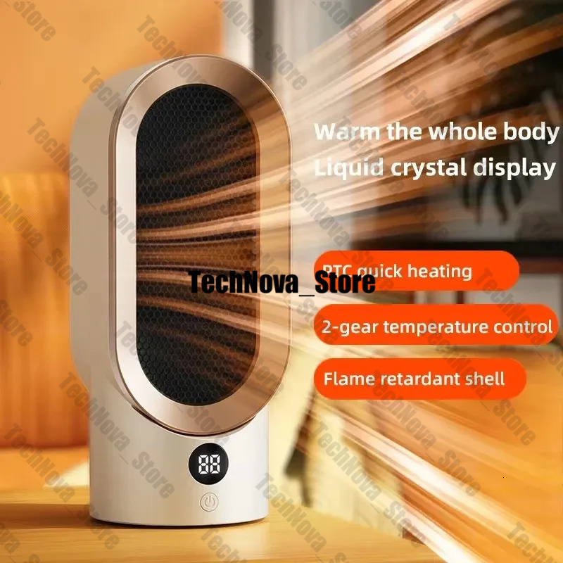 Portable Electric Fan Mini Desktop Winter PTC HTZ00 Ceramic Heater Home Bedroom Office Use