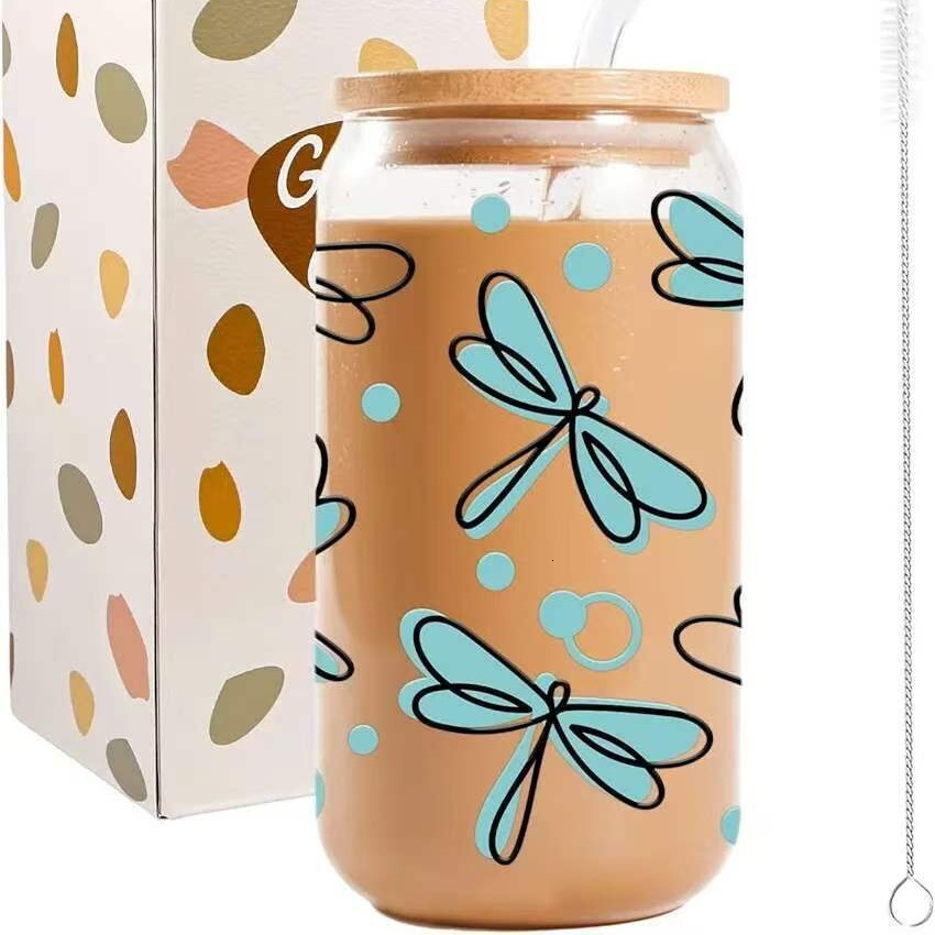 Amazon 16oz cola glass water cup with lid straw, coffee and juice cup, made of high borosilicate material-image-1114254768