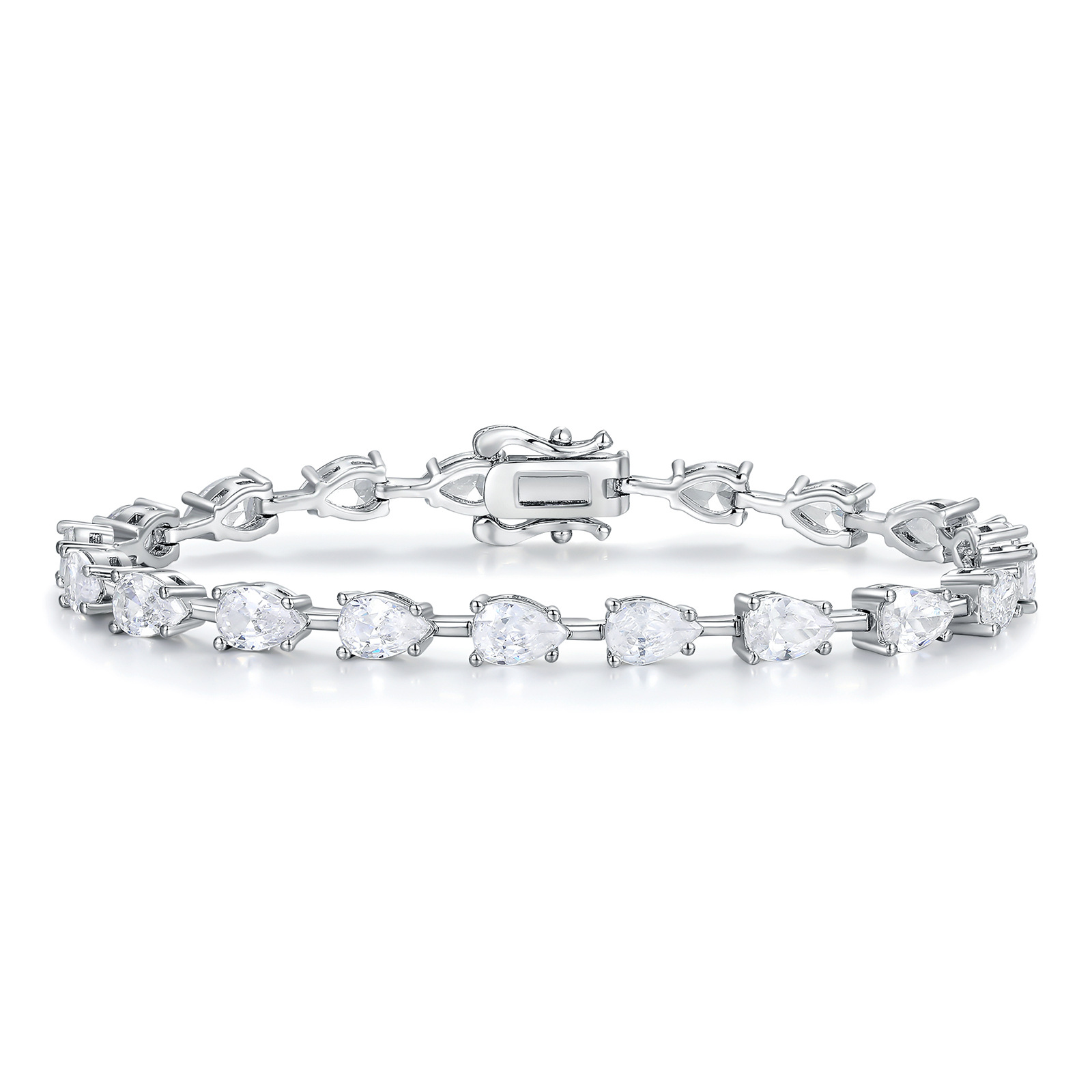 2026 Choucong Ins Top Sell Wedding Bracelet Delicate Luxury Jewelry 18K White Gold Fill Pear Cut 5A Cubic Zirconia CZ Diamond Elegant Women Wrist Ba