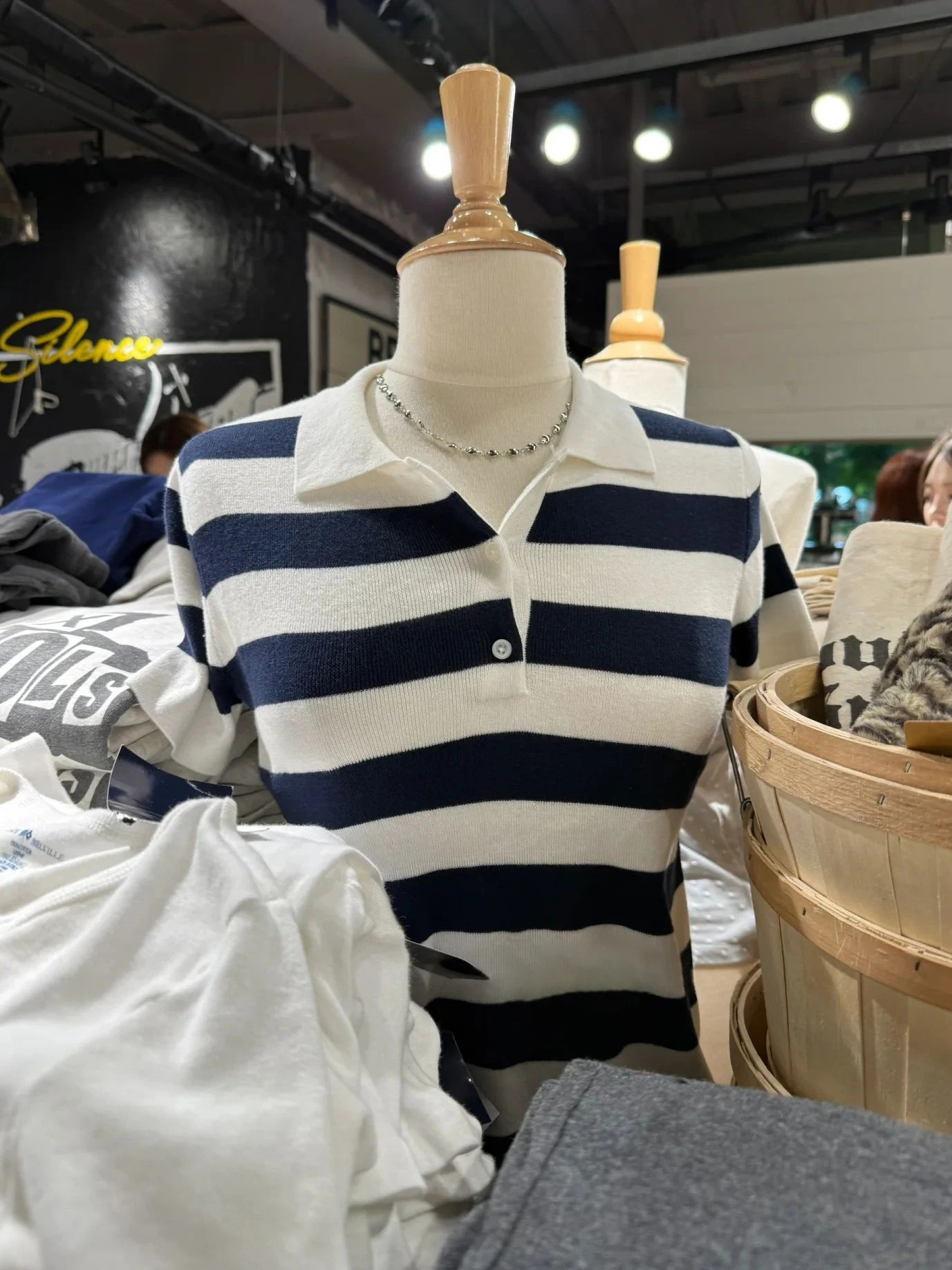 Navy Striped Slim T-shirt Woman Summer Turn Down Collar Short Sleeve Cotton Tee Shirt Vintage Sweet Preppy Style Tshirt Top 260707BJ