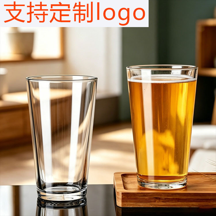 Craft large capacity 480ml, thickened glass pint draft beer juice drink glass, customizable with logo-image-1114307745