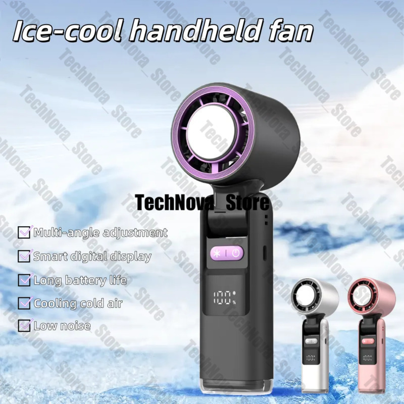 K801 Ice-Cool High-Speed Handheld Fan Minifan Portable Foldable Digital HTZ00 Display USB 100 Speeds For Outdoor/Desktop