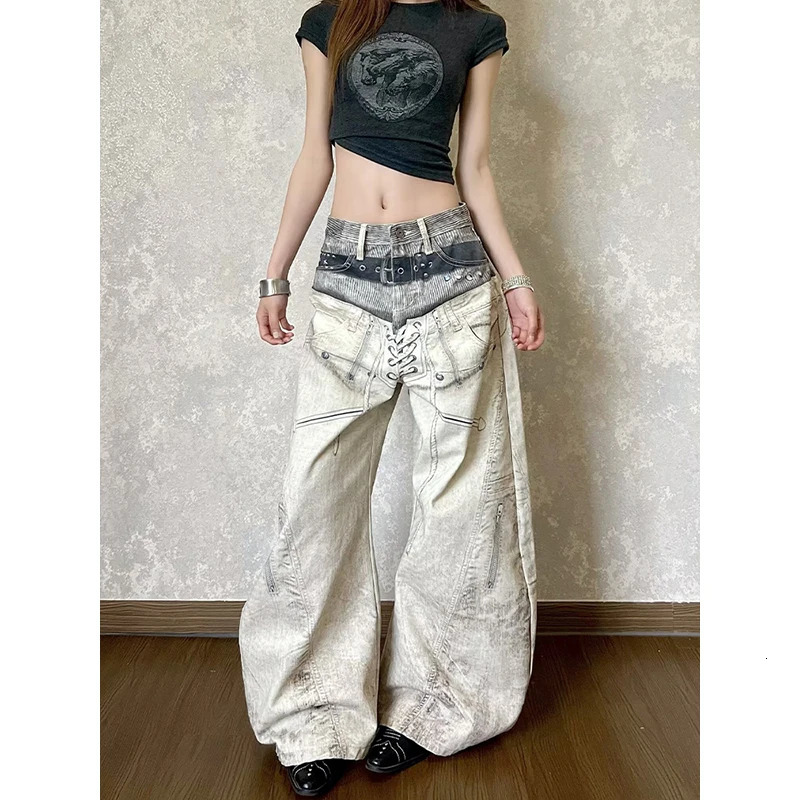 2026 Jeans dritti larghi stampati in 3D originali Pantaloni denim a gamba larga personalizzati da strada belli 260701