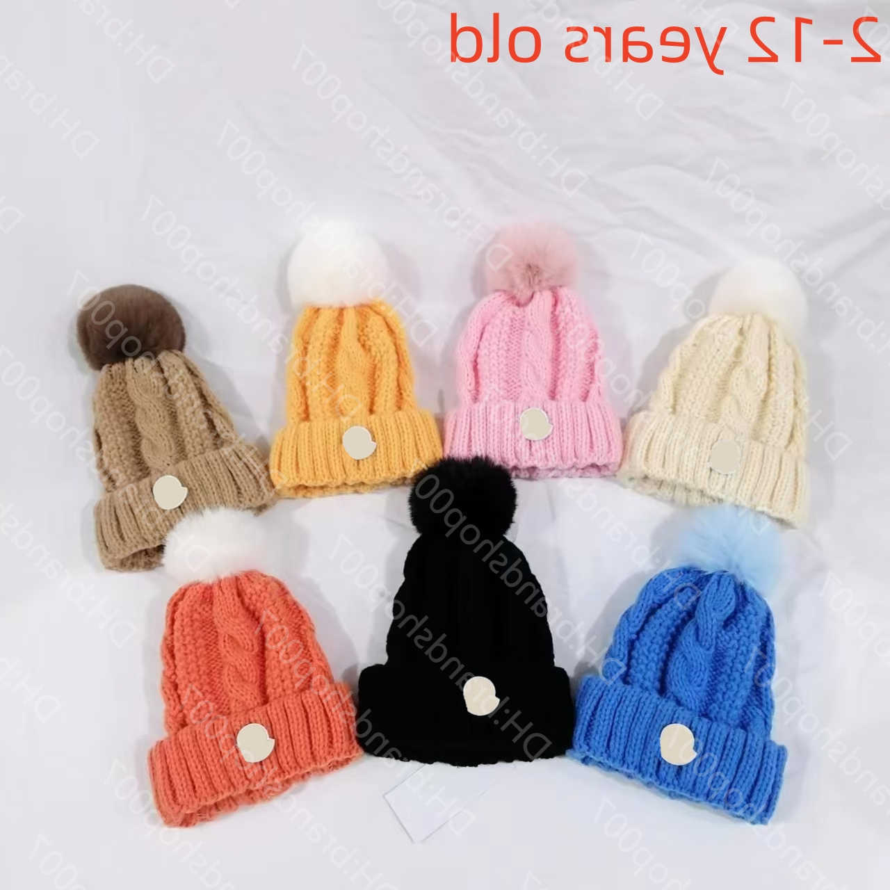 Bobble Kids Winter Knit Hats For Children Girl Solid Color Pompom Beanie Warm Cap Kid Outdoor Boy Hat Baby Beanies S260710GN1M