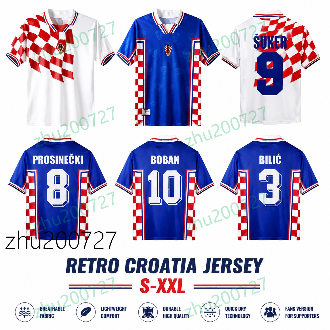 Retro Croatia Soccer Jersey S-XXL Vintage Football Shirt 1998 Classic National Team Fan Version Short Sleeve Kit