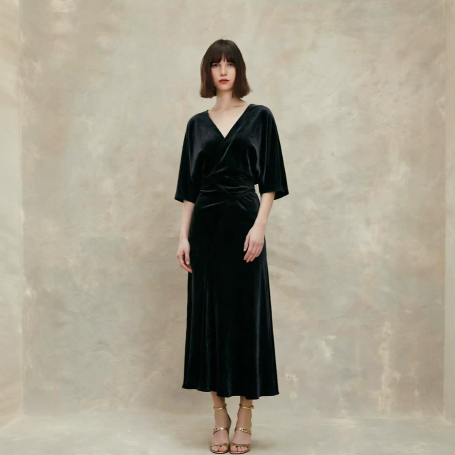 vêtements d'été de conception espagnole, nouvelle robe en soie de cuivre et d'ammoniac en tissu sens de design de mode
