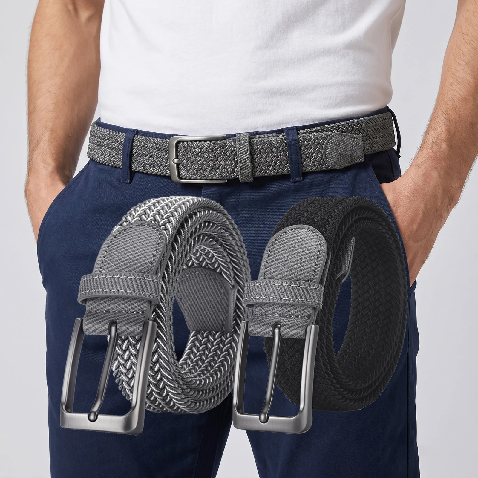 Fashionable Mens Elastic Belt Pin Buckle Belt High Quality Mens Outdoor Casual Belt Simple Mens Clothing Accessories 260710BJ