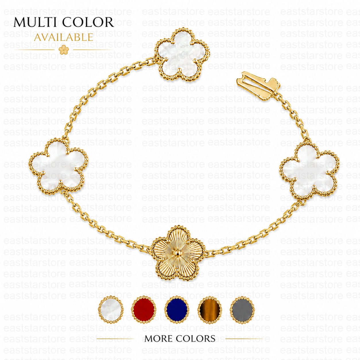 4 Motifs Clover Bracelet Bracelets Designer For Women Luxury Multi Flower Mother Of Pearl Onyx Carnelian Agate Tiger Eye Link Chains Jewelry