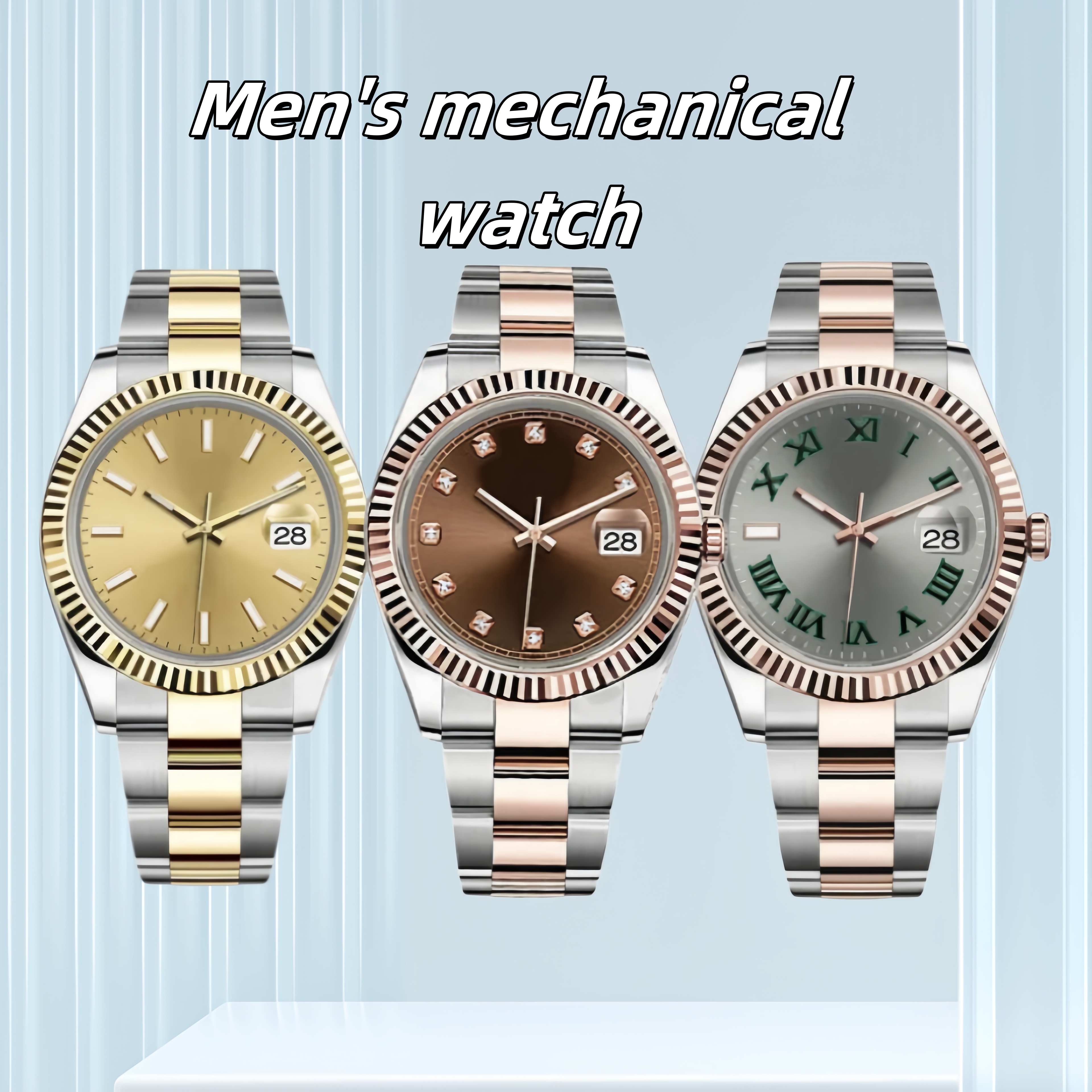 luxury designer men's automatic mechanical watch equipped with fashionable classic all stainless steel strap case sapphire mirror super bright