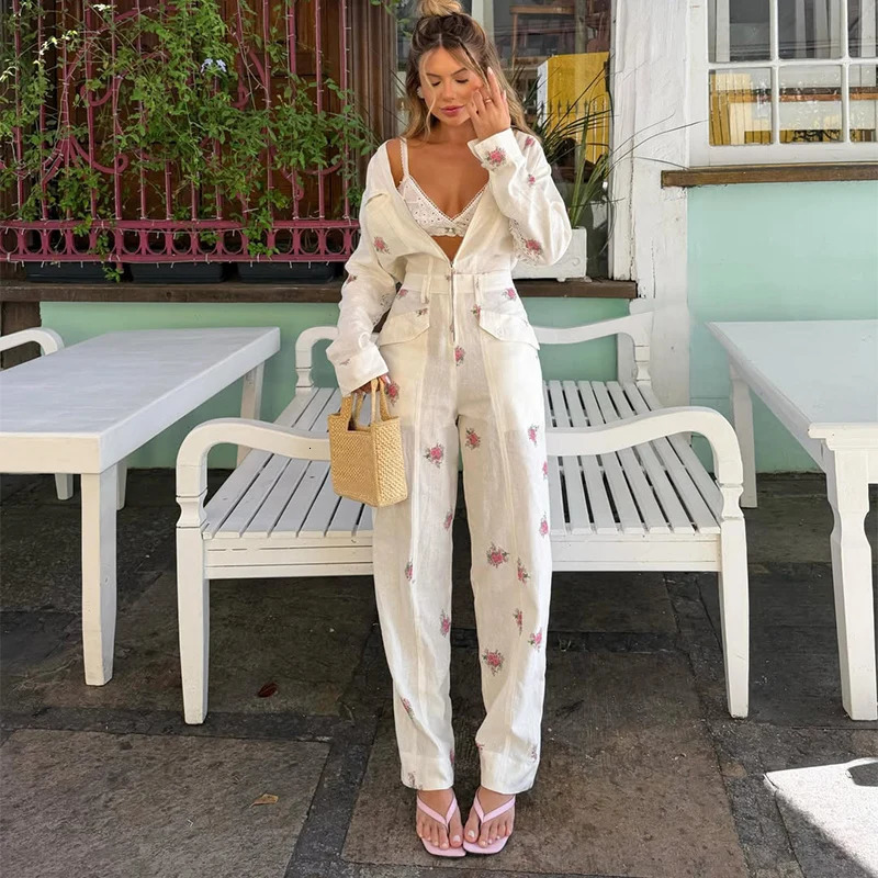 Printed Lace PatchWork Womens V Neck Long Sleeves Jumpsuits Slim Fit Jumpsuit for Lady 2026 Summer Club Tops 260709