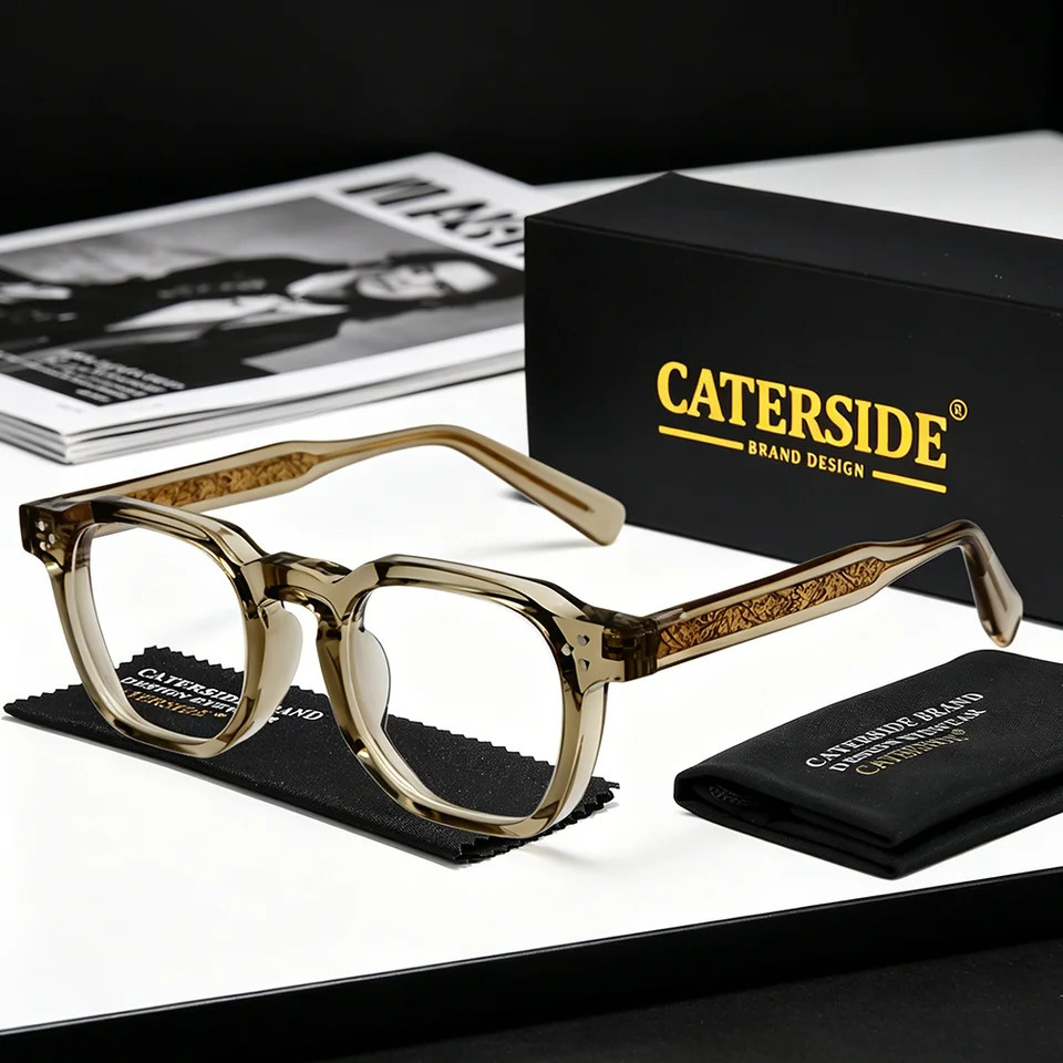 Caterside Square Flat Light Glasses for Men Women Retro TR Frame Eyeglass High-Quality Eyewear Minimalist Matching 260710BJ
