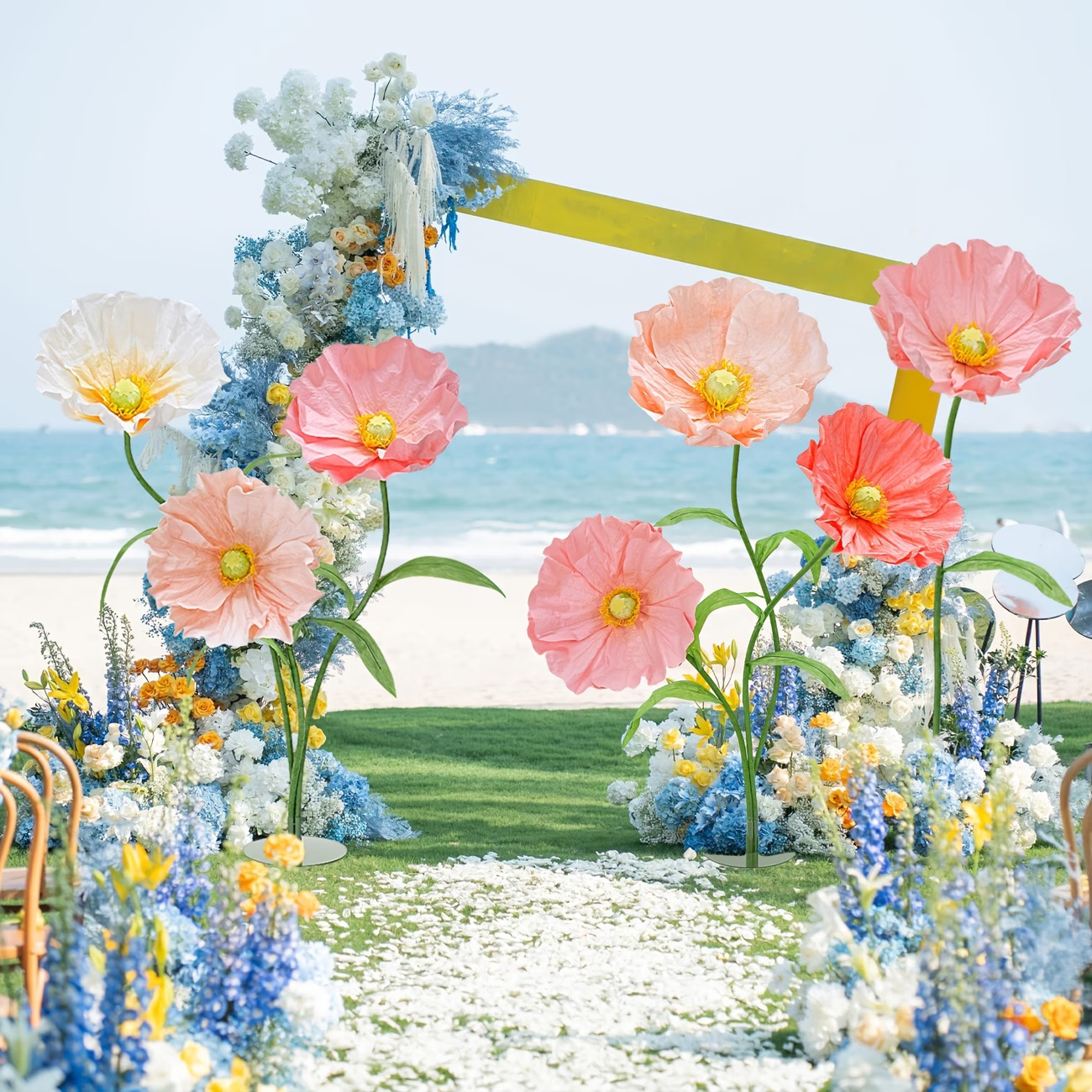 7 pièces ensemble d'énormes fleurs artificielles en papier utilisées pour les mariages romantiques, les anniversaires, les fêtes de Pâques, la fê