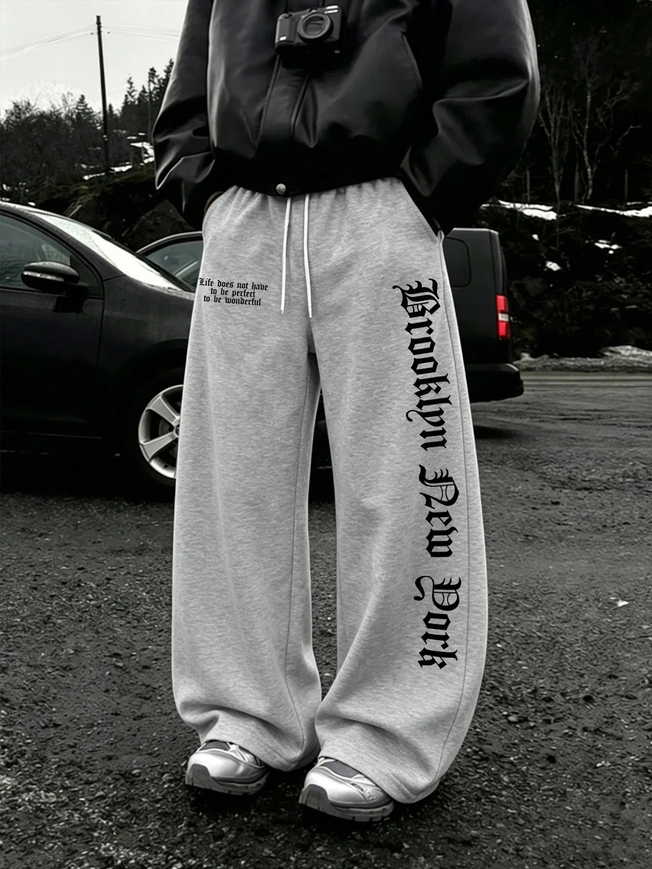 Fearless Spider Web Hand Print Gothic Wide Leg Sweatpants Men 100 Polyester Y2K Baggy Drawstring Streetwear Unisex Jogger Pants 260709BJ