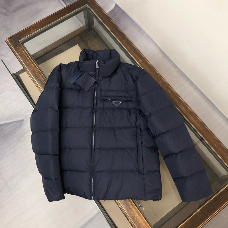Winter Luxury Man New Classic Emblem Down Jacket Triangle Brand PA Letter Men's Light Luxury Zipper Stand Collar Long Sleeve Warm Coat Mens Wom
