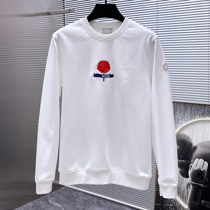 Classic Autumn Winter Man Sweatshirt M Letter Embroidery Red Floral Pattern Round Neck Cotton Loose Fit Casual Hoodie Long Sleeve Pullover Top Hoodi