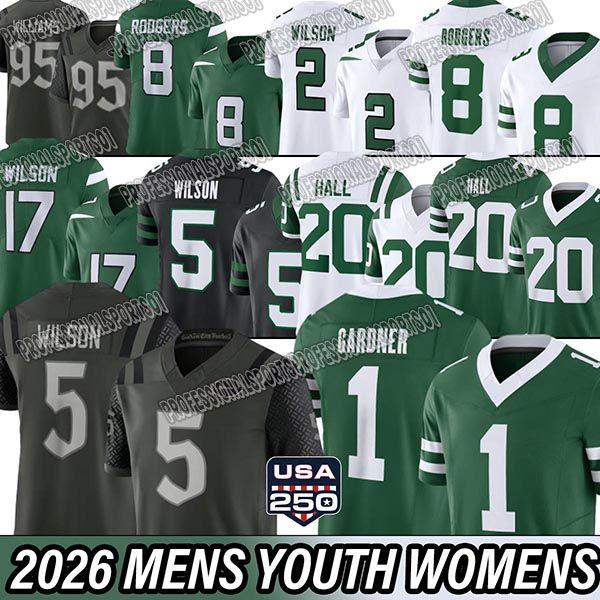 New Yorks Jet Jersey Aaron Rodgers Geno Smith Garrett Wilson Sauce Gardner David Bailey Quinnen Williams Breece Hall ny city Football Jerseys F.U-image-893486425