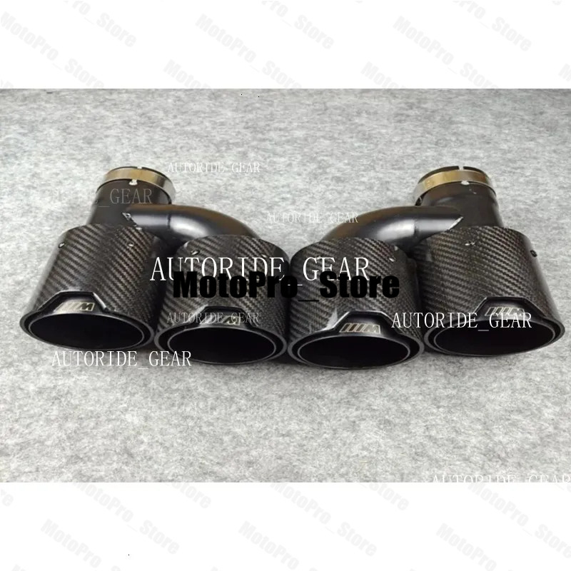 One Pair H Style TLX87 Carbon Fiber Exhaust End Tips Auto Muffler Glossy Black Stainless Utor28 Steel For With M 7569290