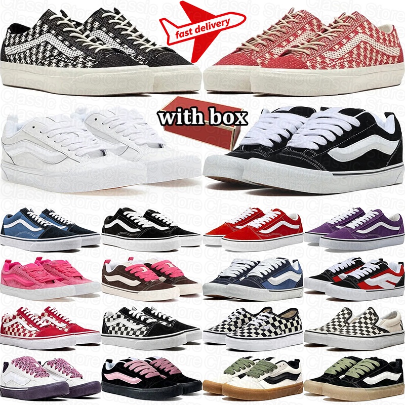 with box casual shoes designer sneakers checkerboard men women d h gate knu skool canvas shoe mens trainers