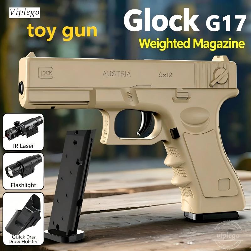 2026 New Top Quality Glock BB Children's Soft Bullet Toy Gun CS Movie Prop Perfect For Family Outdoor Play Comes With Tactical Flashlight And R