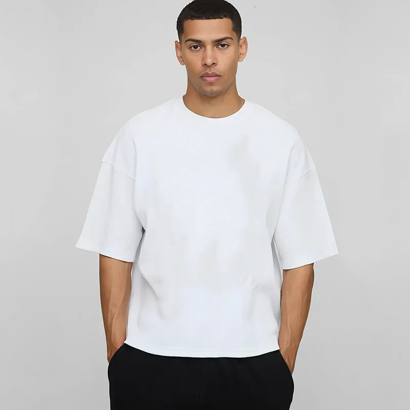 Basic Oversized Boxy Crew Neck Tshirt Mens Heavyweight 240GSM 100 Cotton Half Sleeve TShirts Summer Loose Sports Clothing 260709BJ