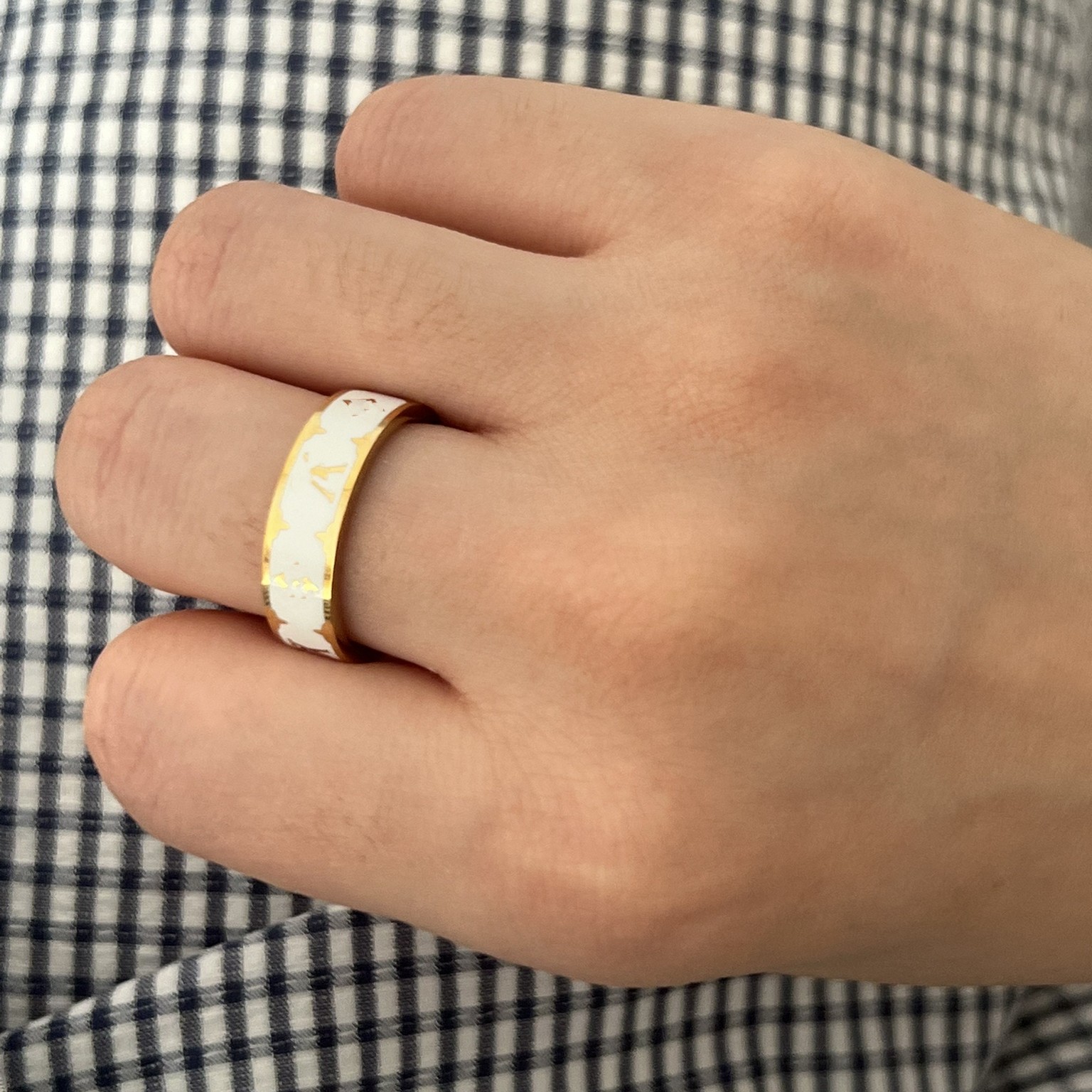 Black pink white Nanogram Enamel solid Ring Luxury designer girl boy 18K Gold 316L Stainless Steel flower Rings logo engrave Women men wedding Jewel