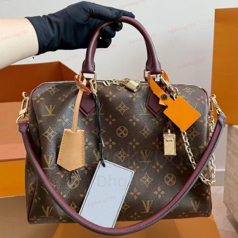 High Quality Pillow Shoulder Bags Women Speedybags 30 Soft Celebration Monogram Tote Bag Real Leather Handbags Woman Messenger Bags Purse Speedy30cm