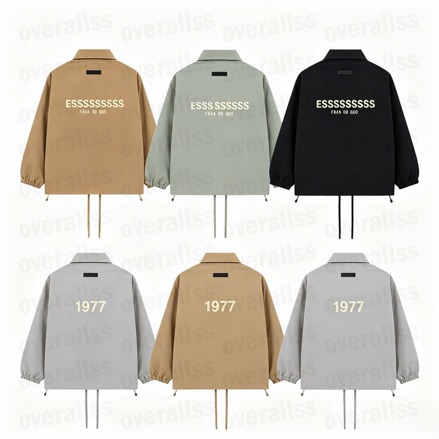 Men Vintage 1977 Essential Jacket Oversized Shacket Loose Distressed Button Up Shirt Jacket Casual Street Sport Outer Coat F5yj#