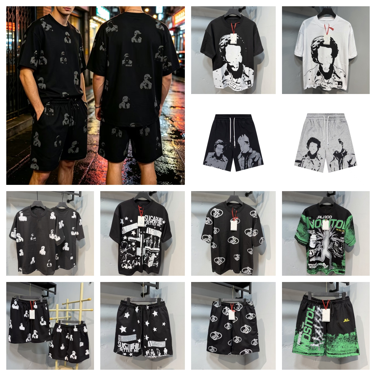 shirt men cough syrup shirt short designer snowman 3D digital printing AL short-sleeved short pants-image-924625131