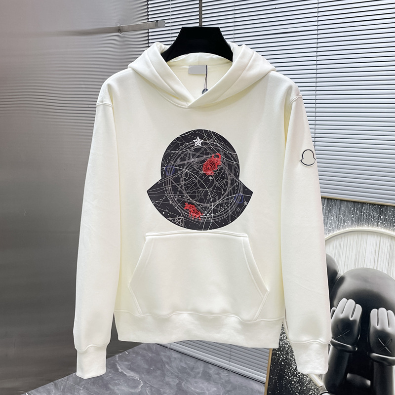 Brand New Trendy High-End Pattern Printed Autumn Winter M Letter Luxury Armband Hooded Sweatshirt Unisex Loose Top Hoodies Pullover Tracksuits