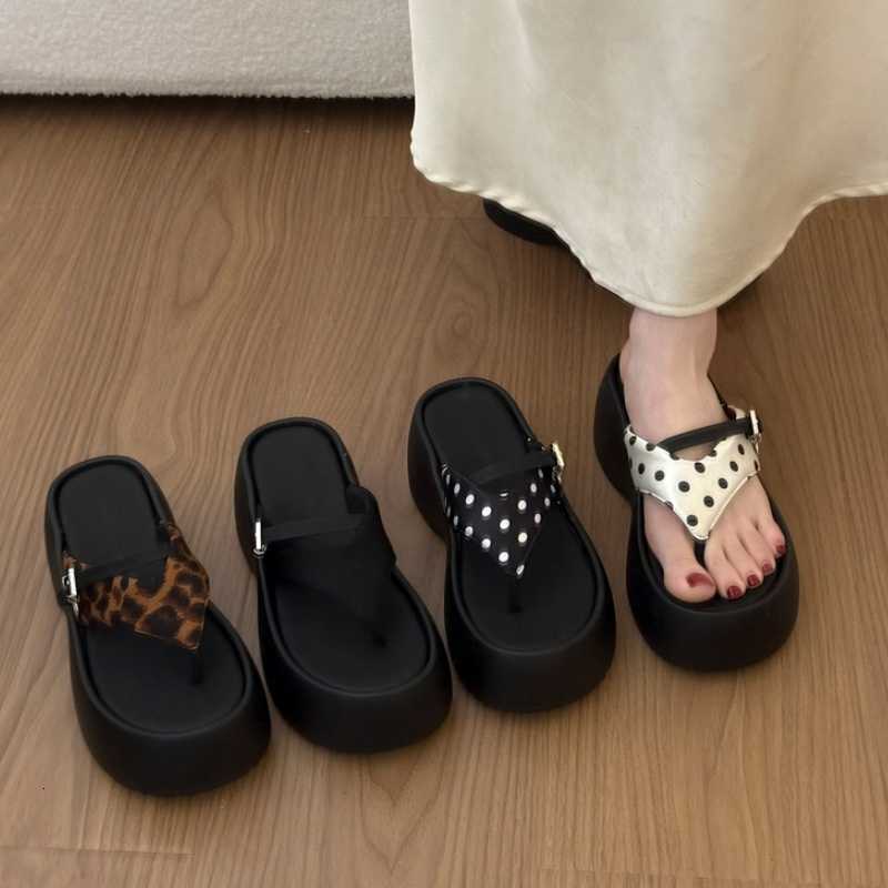 Thick Bottom Womens Polka Platform Dot Clip Toe Summer High Heels Slides Ladies Comfort Beach Vacation Flip Flop Shoes H260711