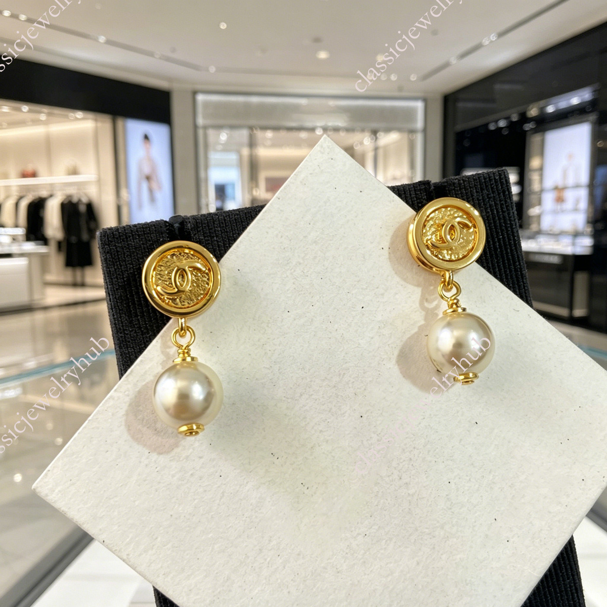 channel earrings cc earrings designer for women 26C Pearl Letter Stud With Fashionable Pendant Earrings