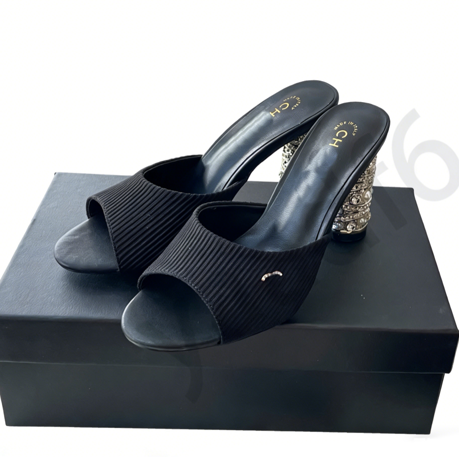 chan 2026 Designer Shoes Spring Autumn New Collection Women's Sandals Thin Heels Genuine Leather Fish-Tail Open-Toe Slippers Anti-Slip Comforta