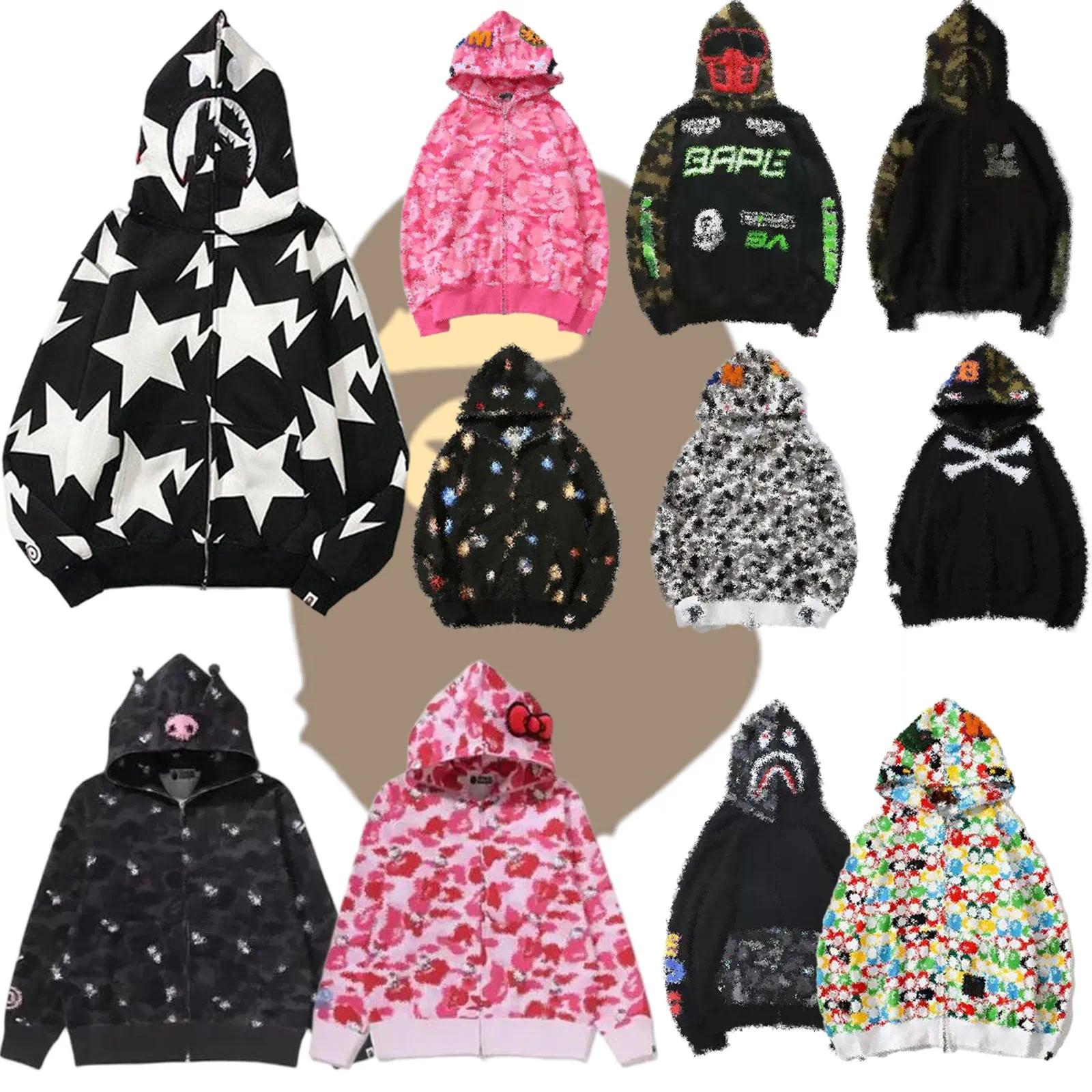 Shark Designer High Quality Zipper Hoodies Mens Womens Jacket Men Designer Stylist Cartoon Black White Shark Hoodie Jackets Man Casual Sweatshirts S