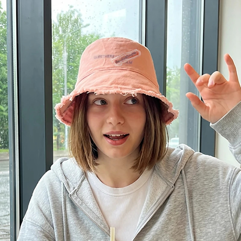 Solid Color Washed Distressed Fisherman Hat Foldable Soft Top Bucket Hat Beach Sun Hat Fashionable All-Match Beach Cap 260710BJ