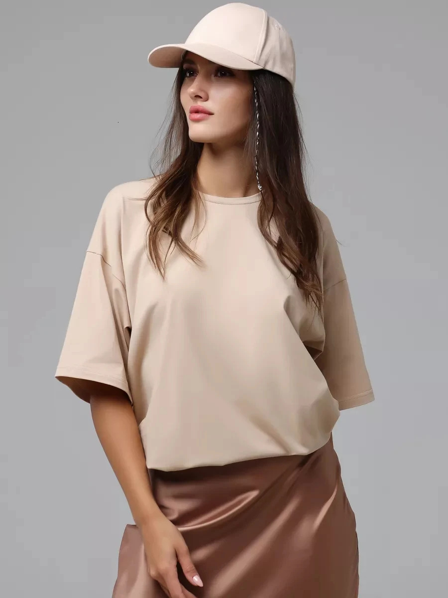 100 Cotton Solid T-shirts Summer Casual Women Sporty Short Sleeve Tees Fashion White Black Clothing Loose O-Neck Female Tops 260708BJ