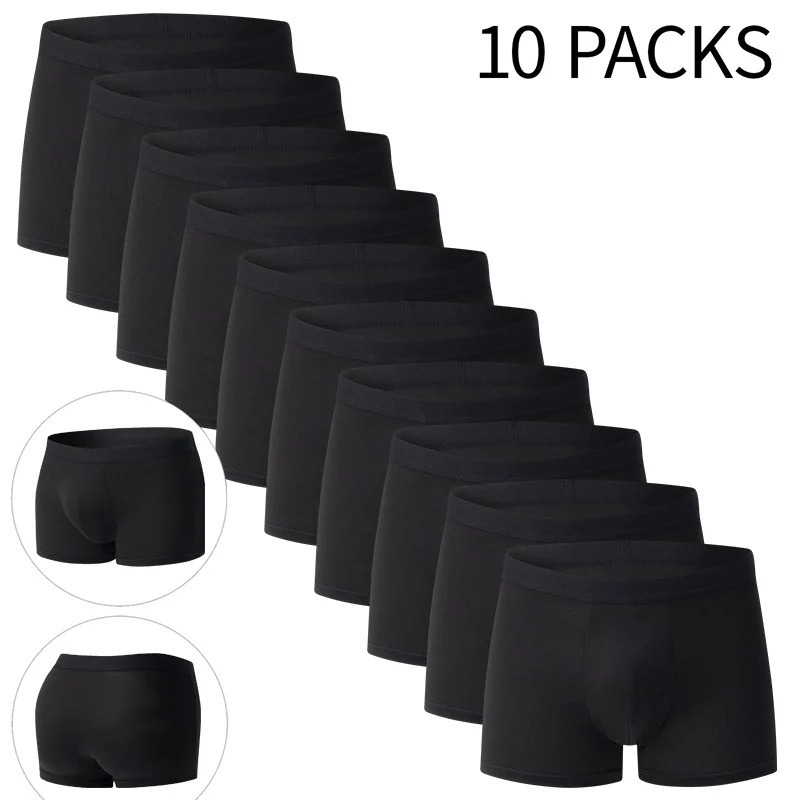 410 Piece Set Of Mens Classic Fashion Solid Color Underwear Comfortable Plus Size Teenage Black Boxer Shorts Base 260709BJ